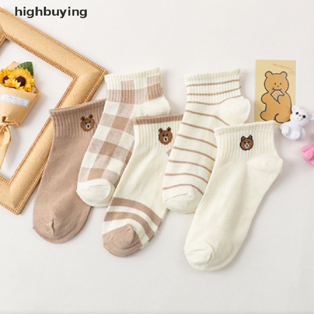 Vớ Thể Thao Cổ Thuyền Mỏng Kẻ Sọc In Hình Gấu Belle Dễ Thương Phong Cách Nhật Bản Cho Nữ