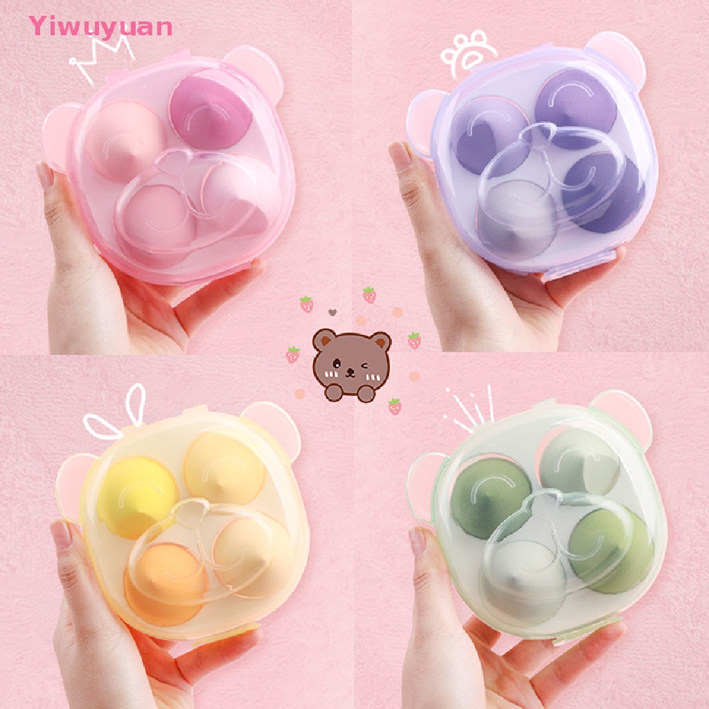 &lt;Yiwuyuan&gt; 4pcs Makeup Blender Cosmetic Puff Makeup Sponge with Storage Box New