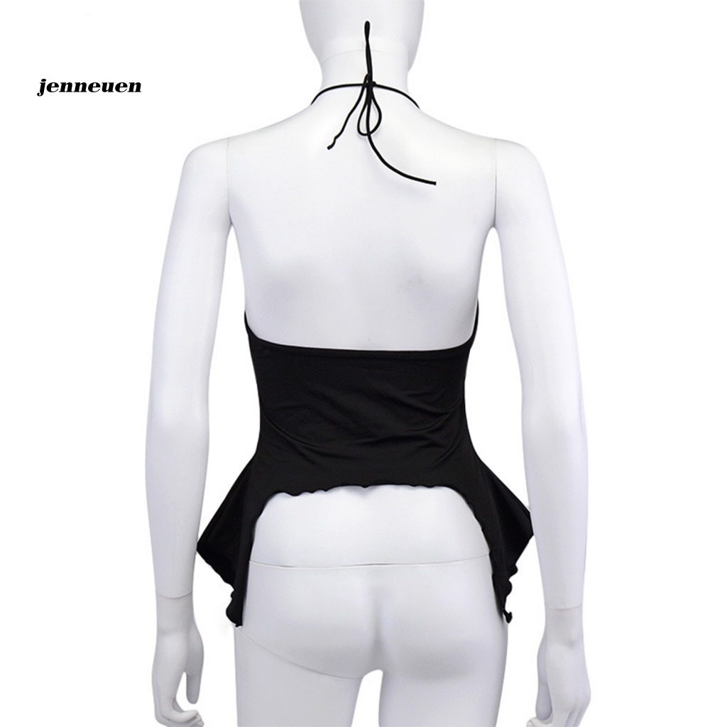 Jen Shirring Font Áo Croptop Quấn Ngực Không Đối Xứng Viền Rỗng Gợi Cảm Cho Nữ