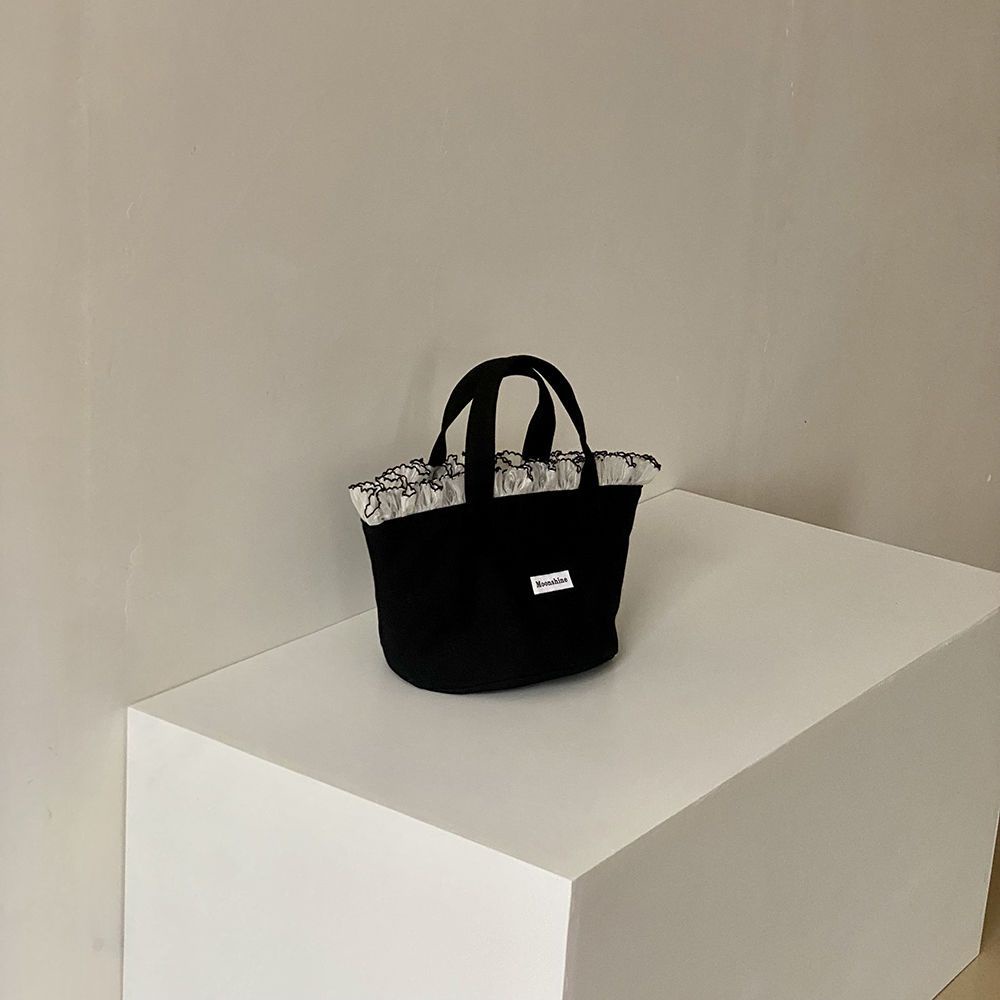 Túi Xách Vải Canvas Cỡ Lớn Phối Ren Kiểu Hàn Quốc Thời Trang Xuân Hè Cho Nữ