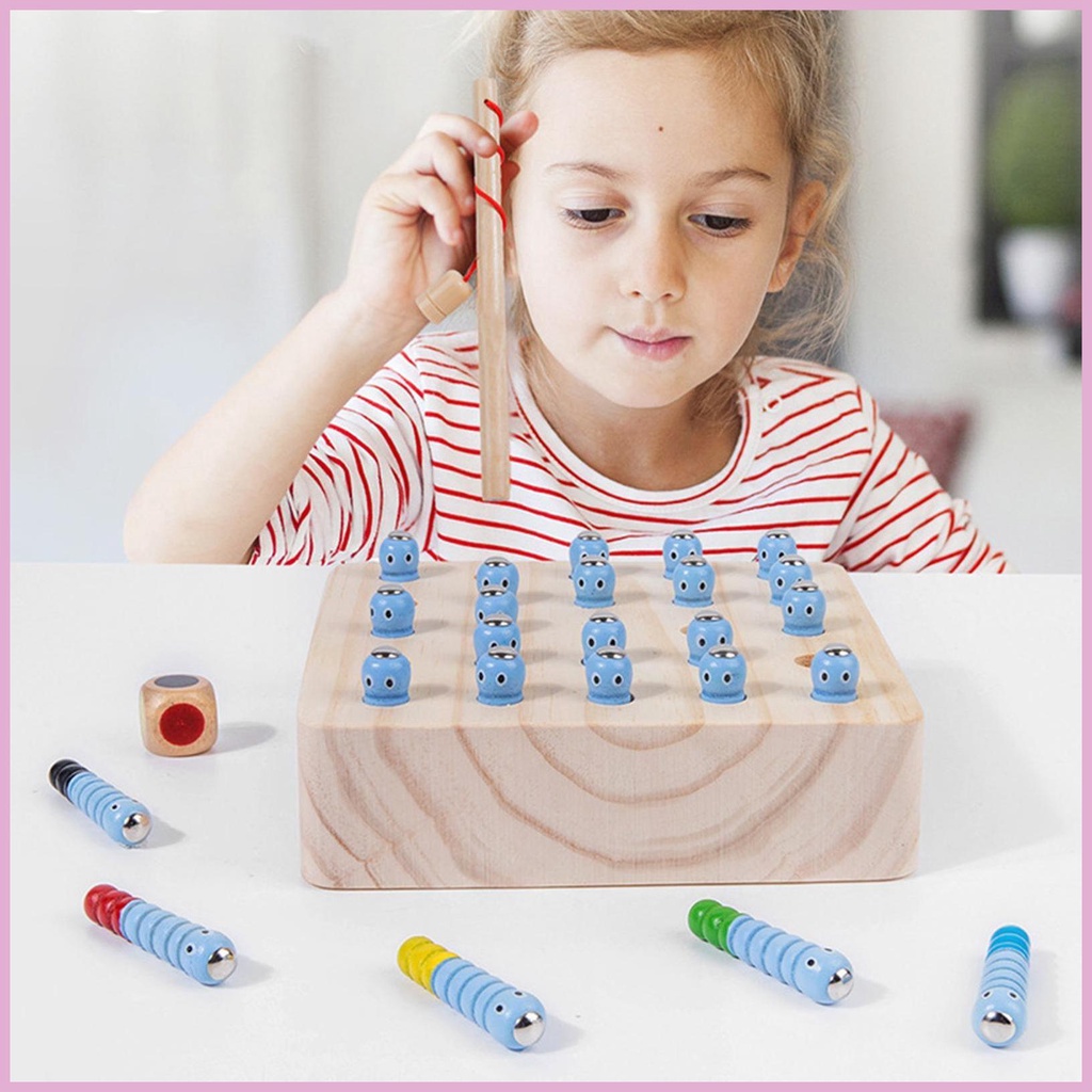Bộ Trò Chơi Bảng Bắt Sâu Từ Tính Kỹ Năng Động Cơ Montessori Vui Nhộn