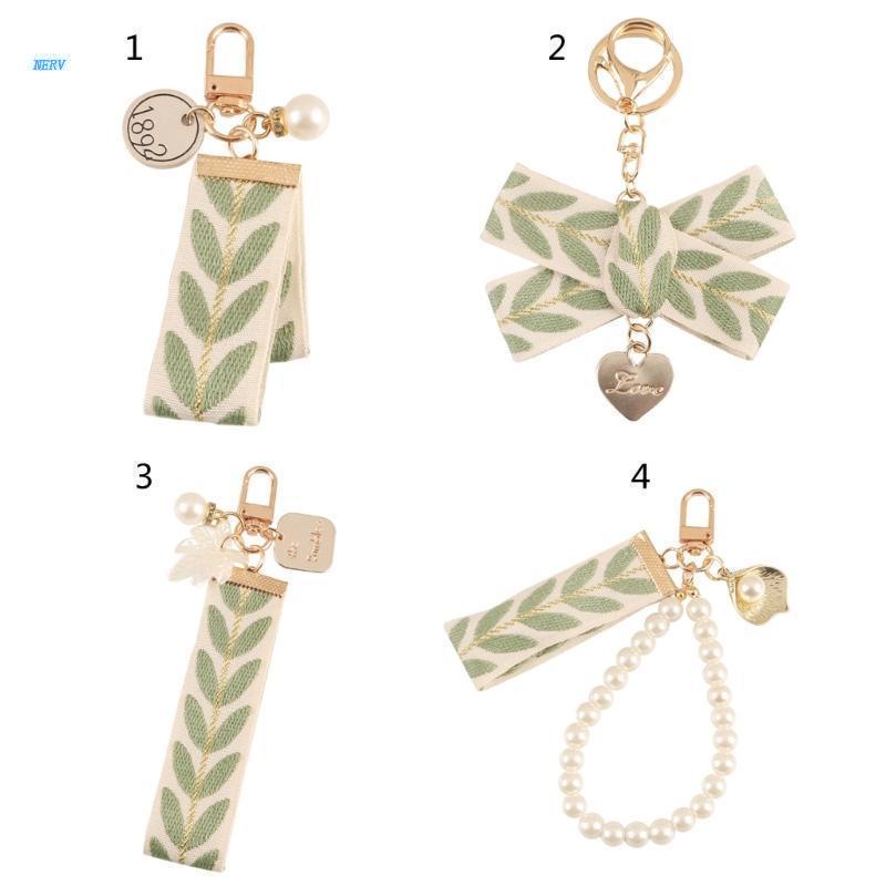 Nerv Dây Đeo Điện Thoại Trang Trí Hình Lá Ngọc Trai Dễ Thương Có Tua Rua Cho Nữ