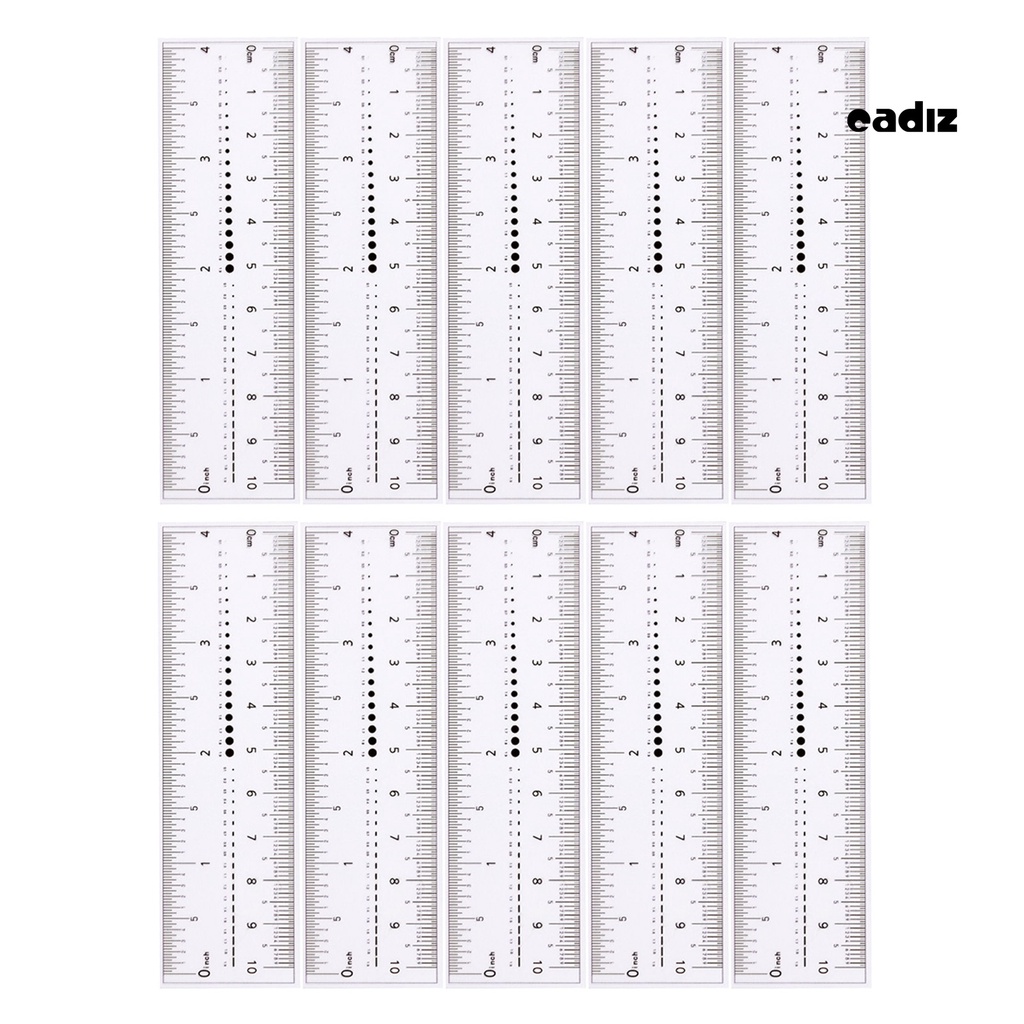 Set 10 Thước Đo Hai Cân Bằng Nhựa Mềm Dẻo Trong Suốt Linh Hoạt Dùng Cho Làm Móng Nghệ Thuật