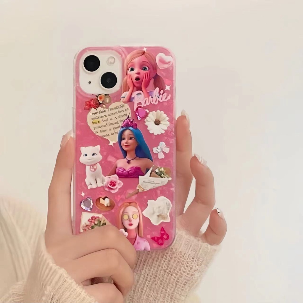 Ốp Điện Thoại TPU Silicon Mềm Trong Suốt Chống Sốc Chống Rơi In Họa Tiết Công Chúa Barbie Dễ Thương Dành Cho iPhone 14 Pro Max 13 12 11