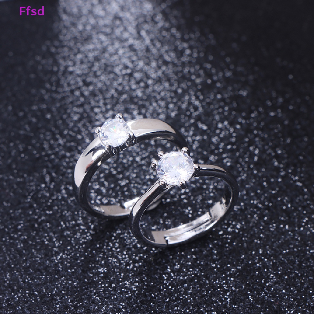 1 Cặp Nhẫn Đính Hôn Đính Đá Cổ Điển Có Thể Điều Chỉnh Kích Thước