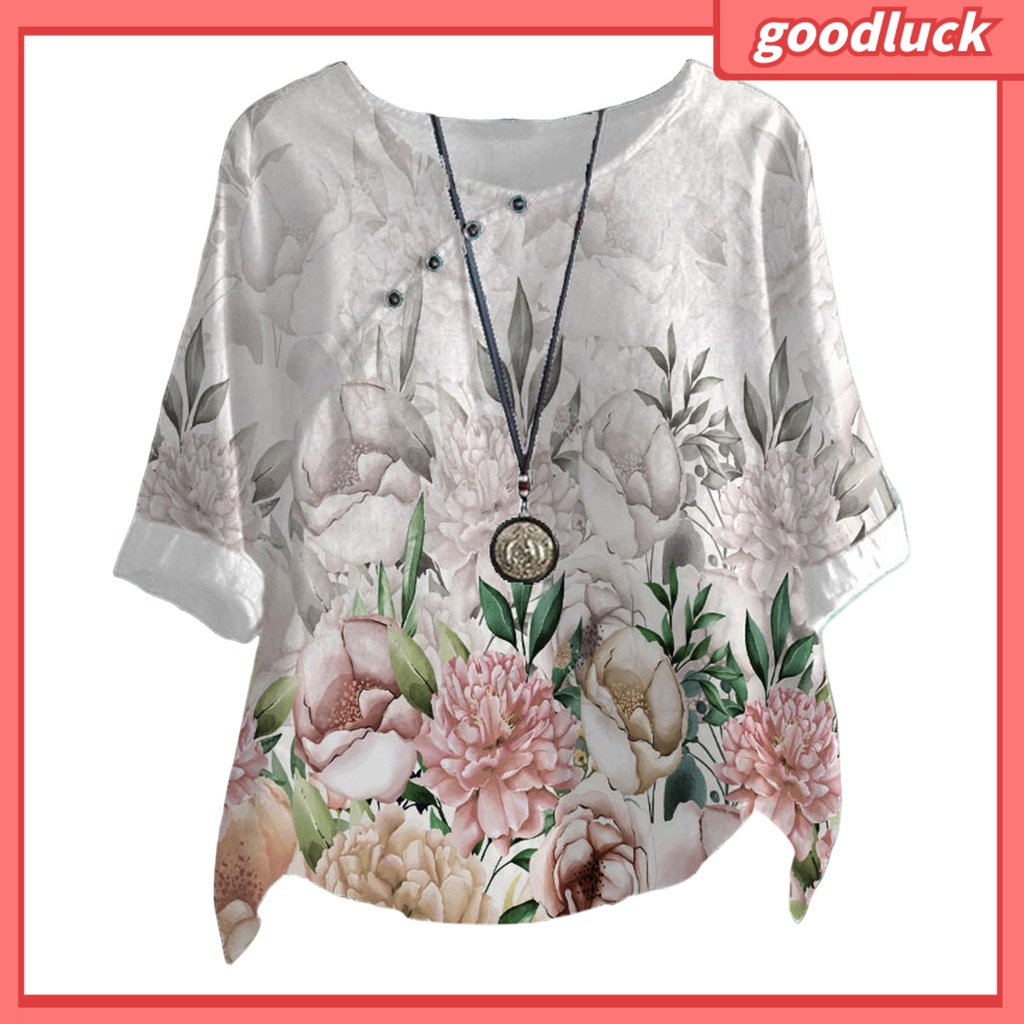 Áo Thun Tay Ngắn Cổ Tròn In Họa Tiết Hoa Phong Cách Vintage Thời Trang Mùa Hè