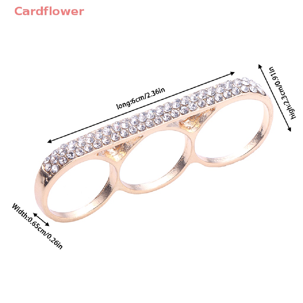< Cardflower > Nhẫn Đeo Ba Ngón Tay Đơn Giản Bằng Thép Không Gỉ Thời Trang Làm Quà Tặng Trang Sức