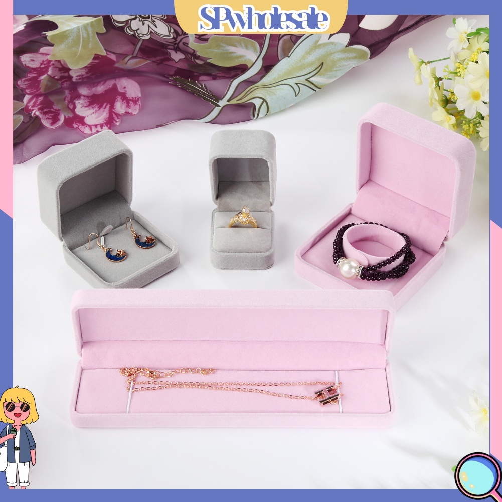 <SPwholesale> Hộp Trưng Bày Trang Sức Nhẫn / Vòng Cổ Bằng Nhung Giả Ốp