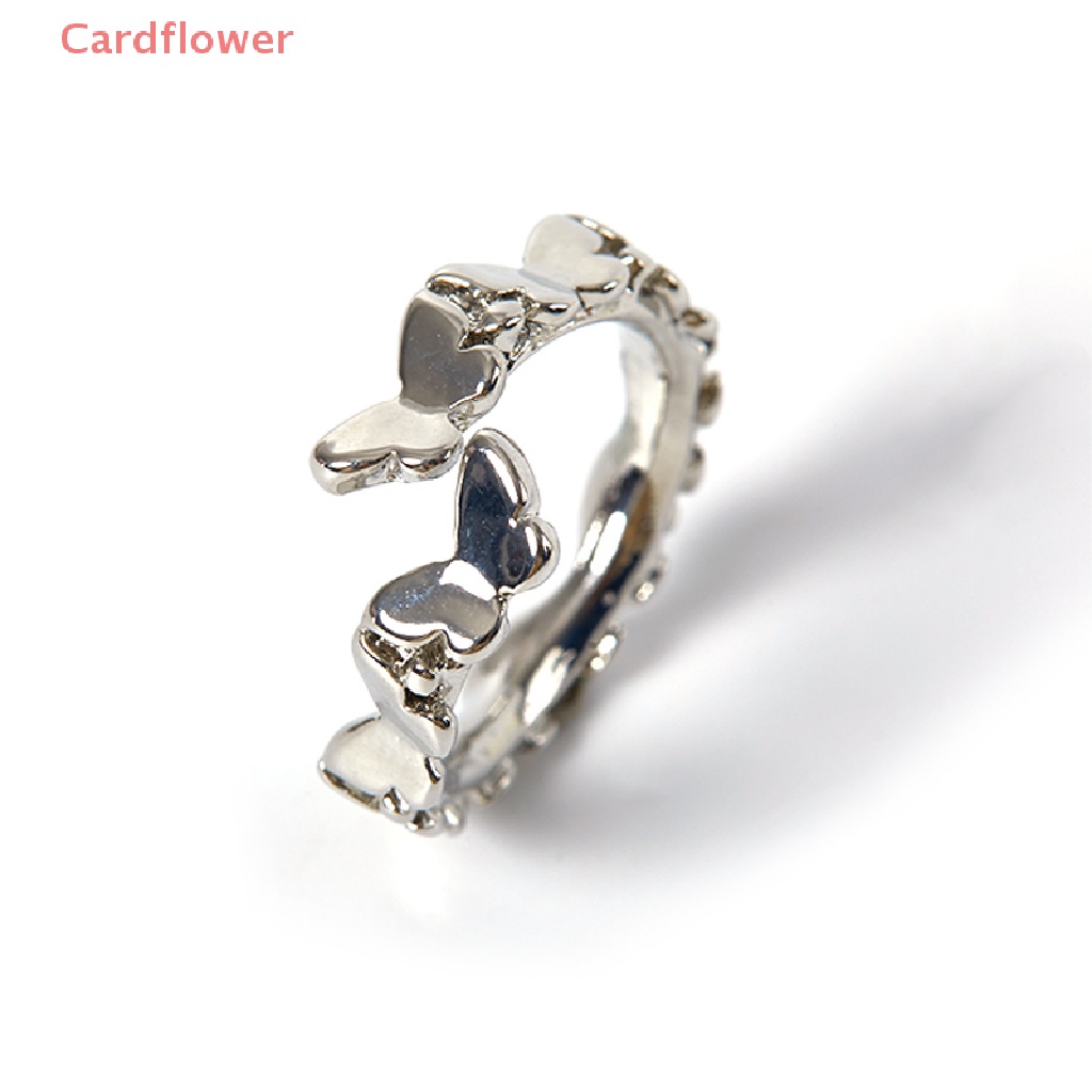 < Cardflower > Nhẫn Hình Bướm Màu Bạc Vintage Sáng Tạo Có Thể Điều Chỉnh Được Thiết Kế Thời Trang Làm Quà Tặng Trang Sức Mới