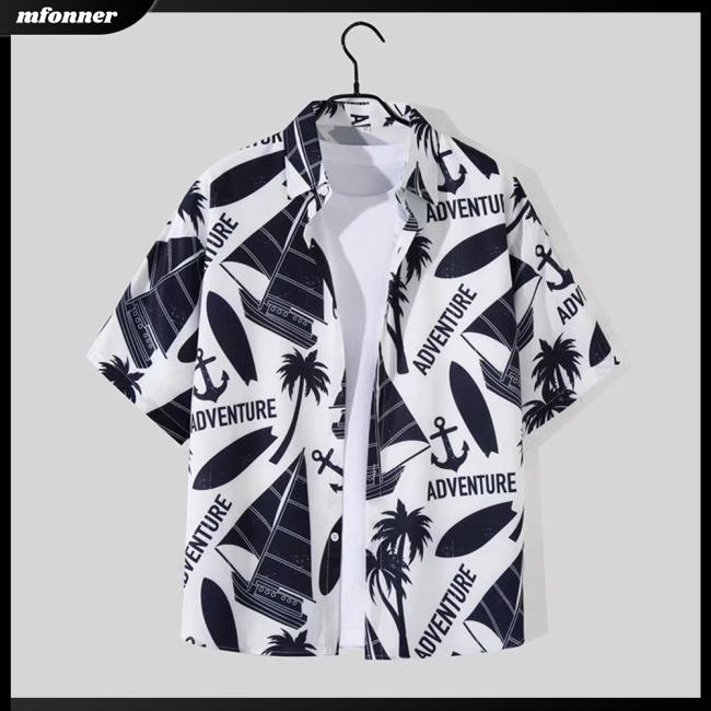 Áo Sơ Mi Nam Tay Ngắn Dáng Rộng Họa Tiết Hoa Phong Cách Hawaii Cá Tính