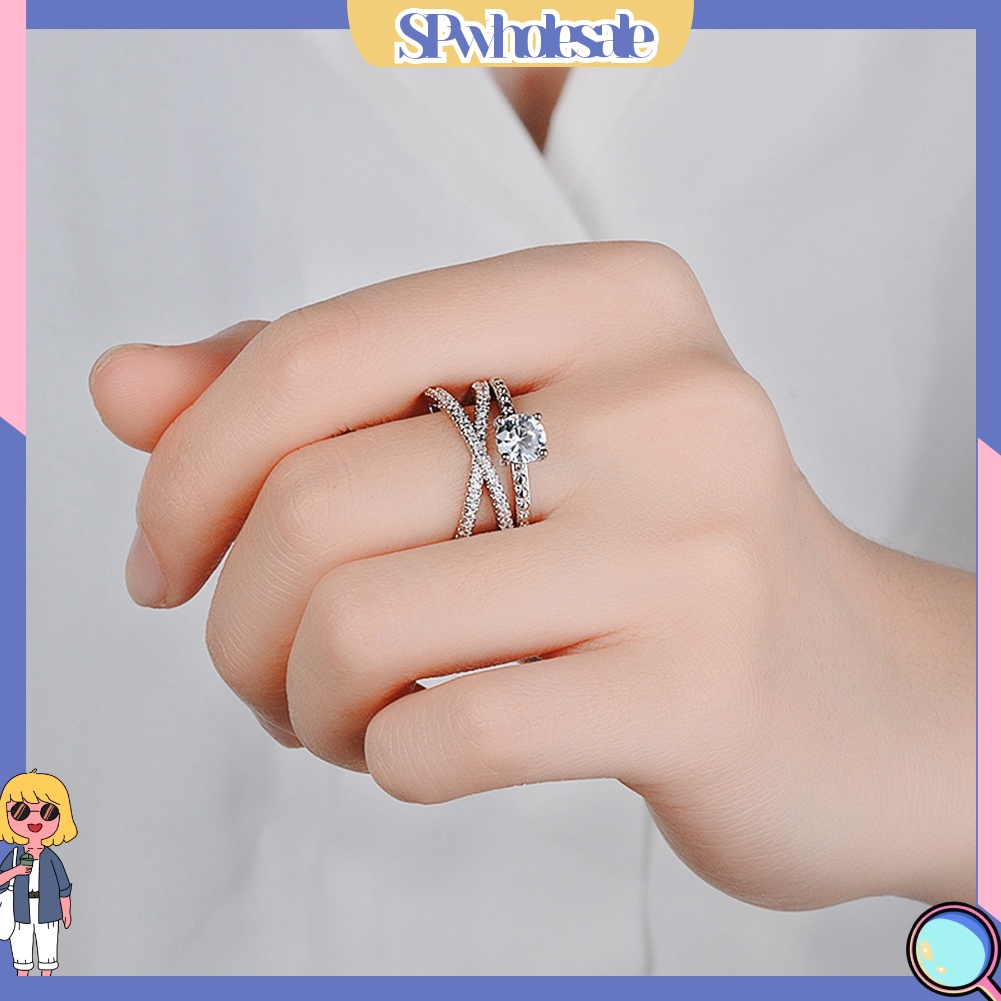 <SPwholesale> Nhẫn Cưới Đính Đá Quý Nhân Tạo > Glamour Cho Nữ