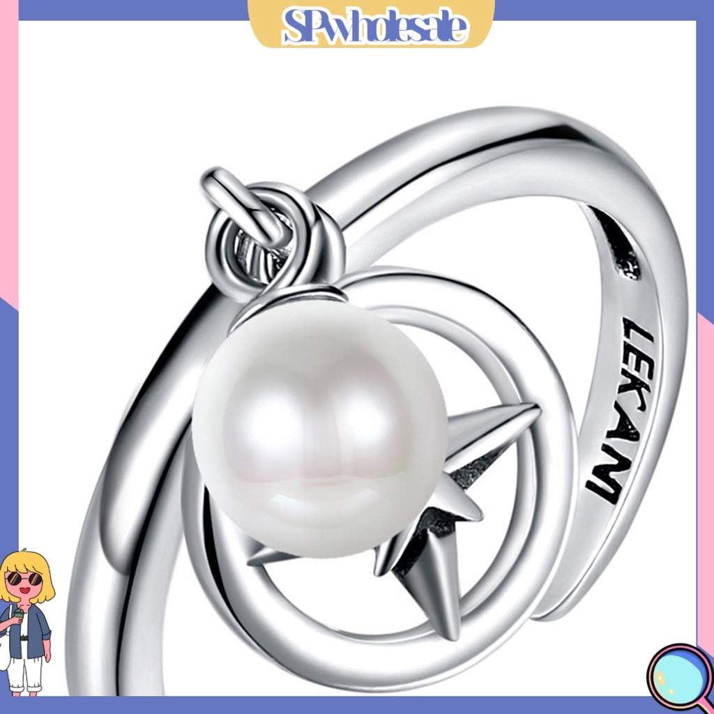 <SPwholesale> Nhẫn Cưới Bạc 925 Đính Ngọc Trai Nhân Tạo Thời Trang Dành Cho Nữ