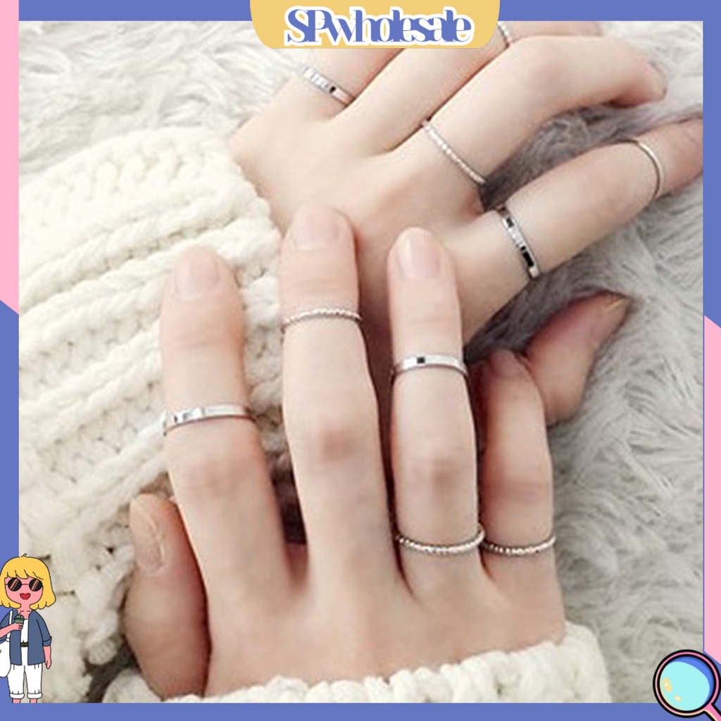 <SPwholesale> Set 10 Nhẫn Đeo Ngón Tay Nhẹ Nhàng Phù Hợp Với Mọi Loại Nhẫn Màu Tinh Khiết Dành Cho Nam Và Nữ
