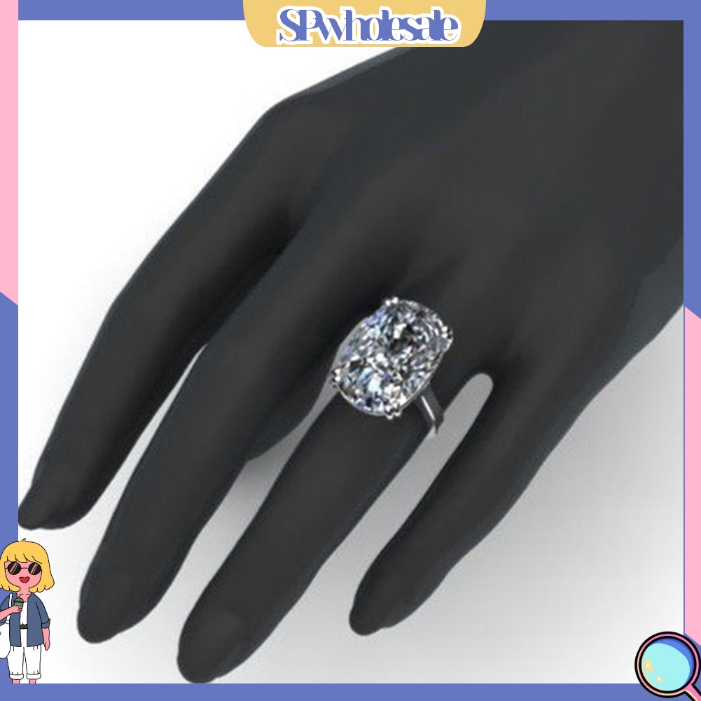 &lt;SPwholesale&gt; Nhẫn Đính Hôn Đính Đá Lấp Lánh Hình Oval