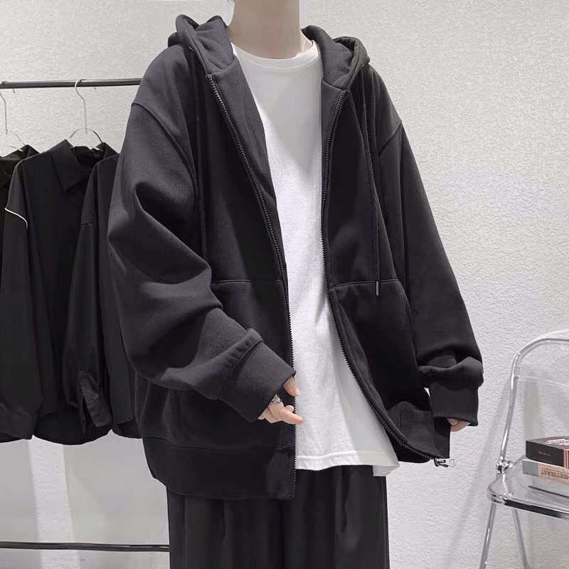 Áo khoác hoodie zip nỉ bông cotton dày dặn mùa đông TRƠN cặp đôi đẹp nam nữ có mũ Hàn Quốc chống nắng