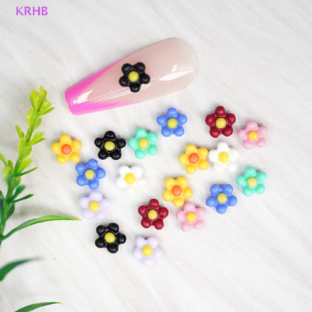 Set 50 Miếng Dán Trang Trí Móng Tay 7.5mm Hình Hoa Hướng Dương 3D Nhiều Màu Sắc Mới