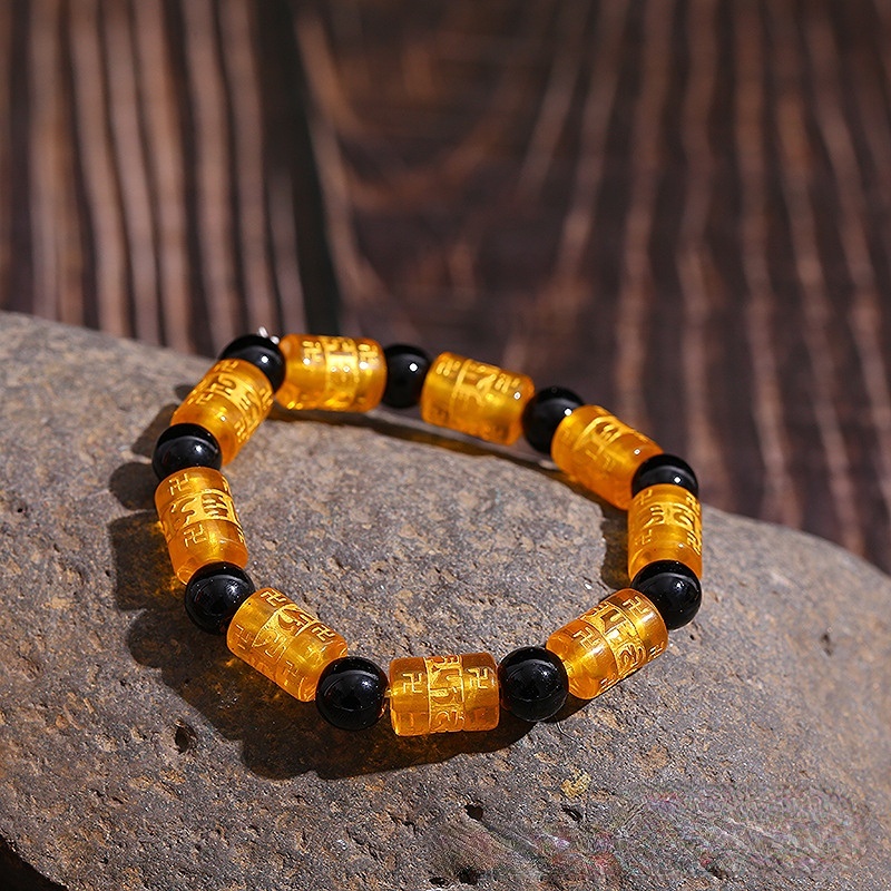 Vòng Đeo Tay May Mắn Bằng Hạt Pha Lê Chữ Phật Giáo