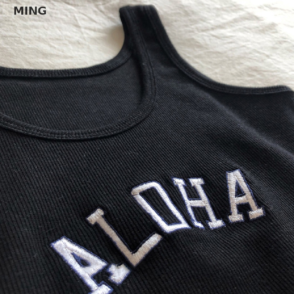 Áo Dệt Kim Hai Dây Thêu Chữ Thời Trang Mùa Hè Dành Cho Nữ