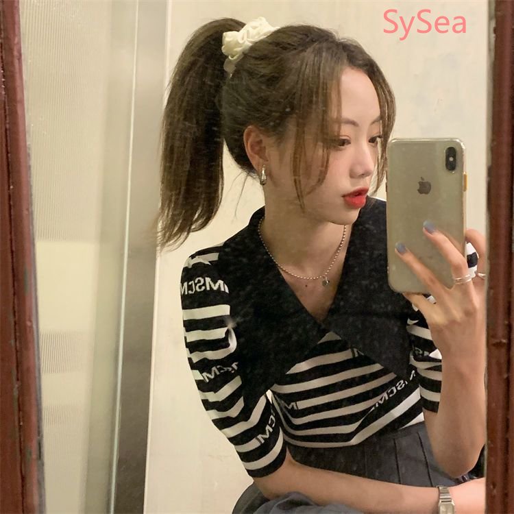 Áo Dệt Kim Kẻ Sọc Thời Trang Hè Cho Nữ