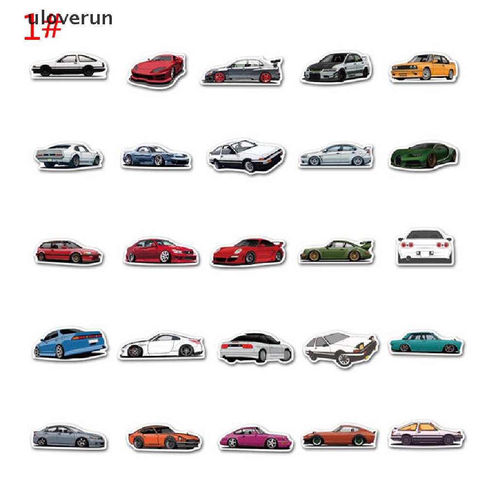 Bộ 50 Miếng Dán Trang Trí Ván Trượt / Guitar / Xe Hơi Họa Tiết Graffiti Dễ Thương