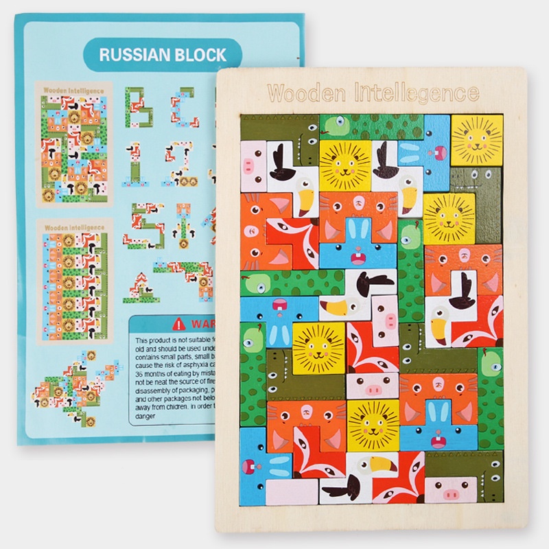Đồ Chơi Xếp Hình Tetris 3D Khung Gỗ Nhiều Màu Sắc Dễ Thương Cho Bé
