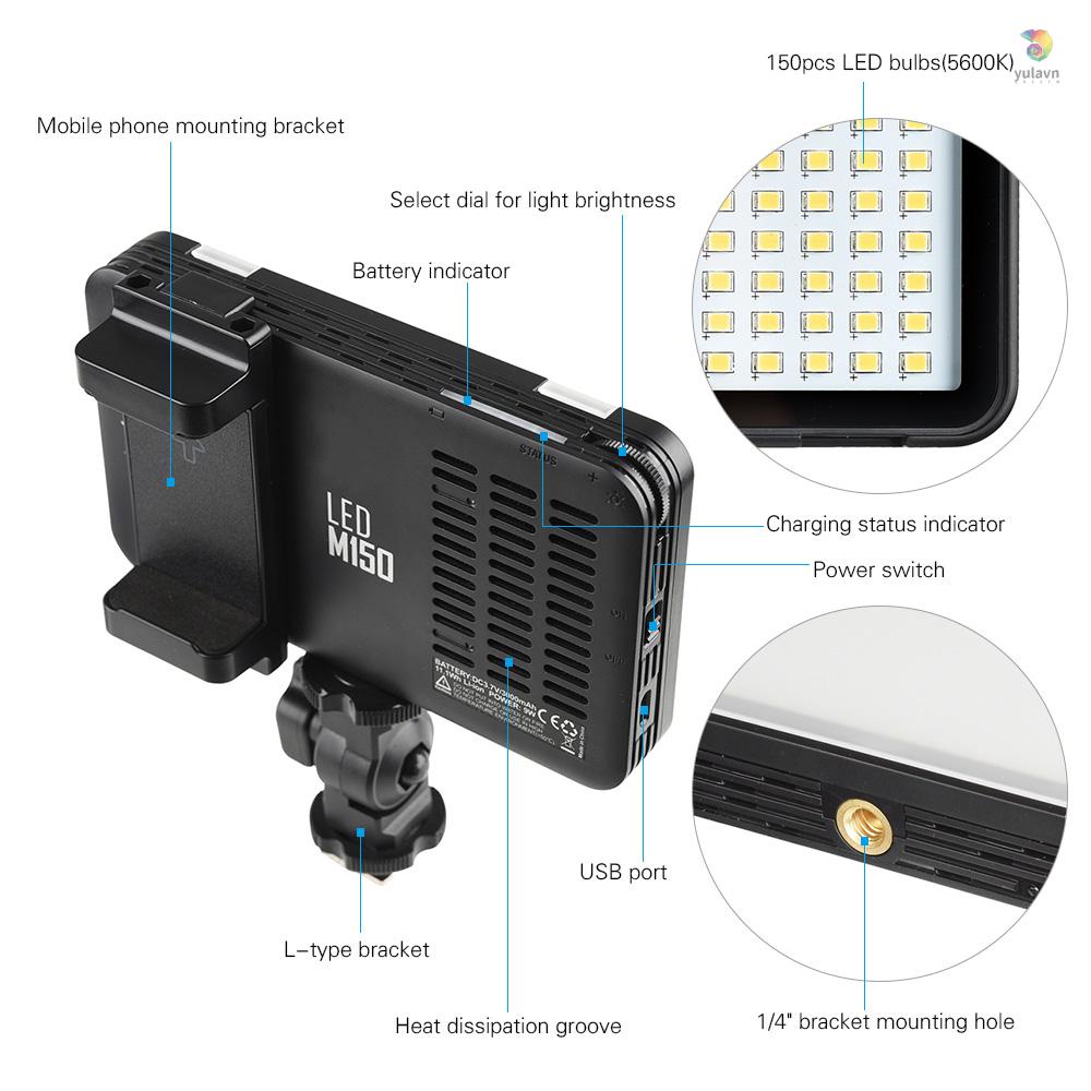 Đèn LED Godox LEDM150 Mini 5600K Ánh Sáng Điều Chỉnh Được CRI 95 + Cho Máy Ảnh DSLR 5.5-8.5cm