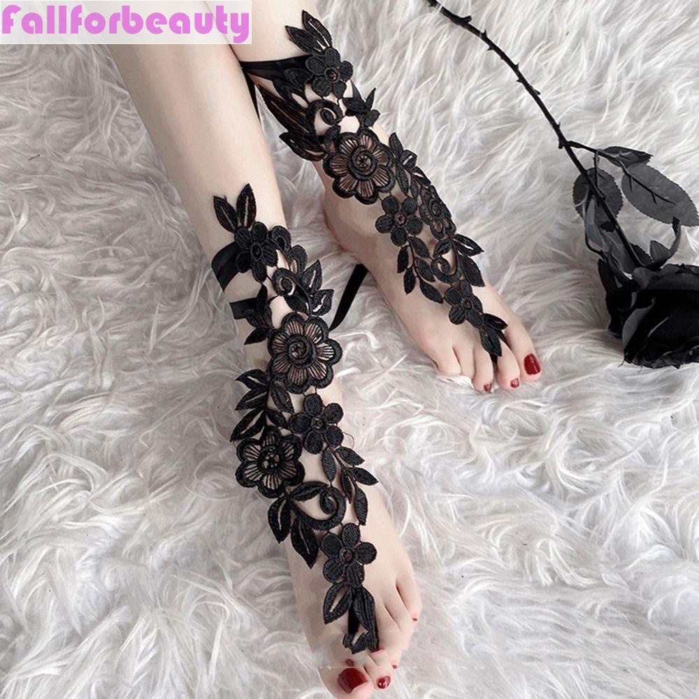 Fallforbeauty Vớ Lửng Bằng Nylon Họa Tiết Hoa Rỗng Đơn Giản Phong Cách Hàn Quốc