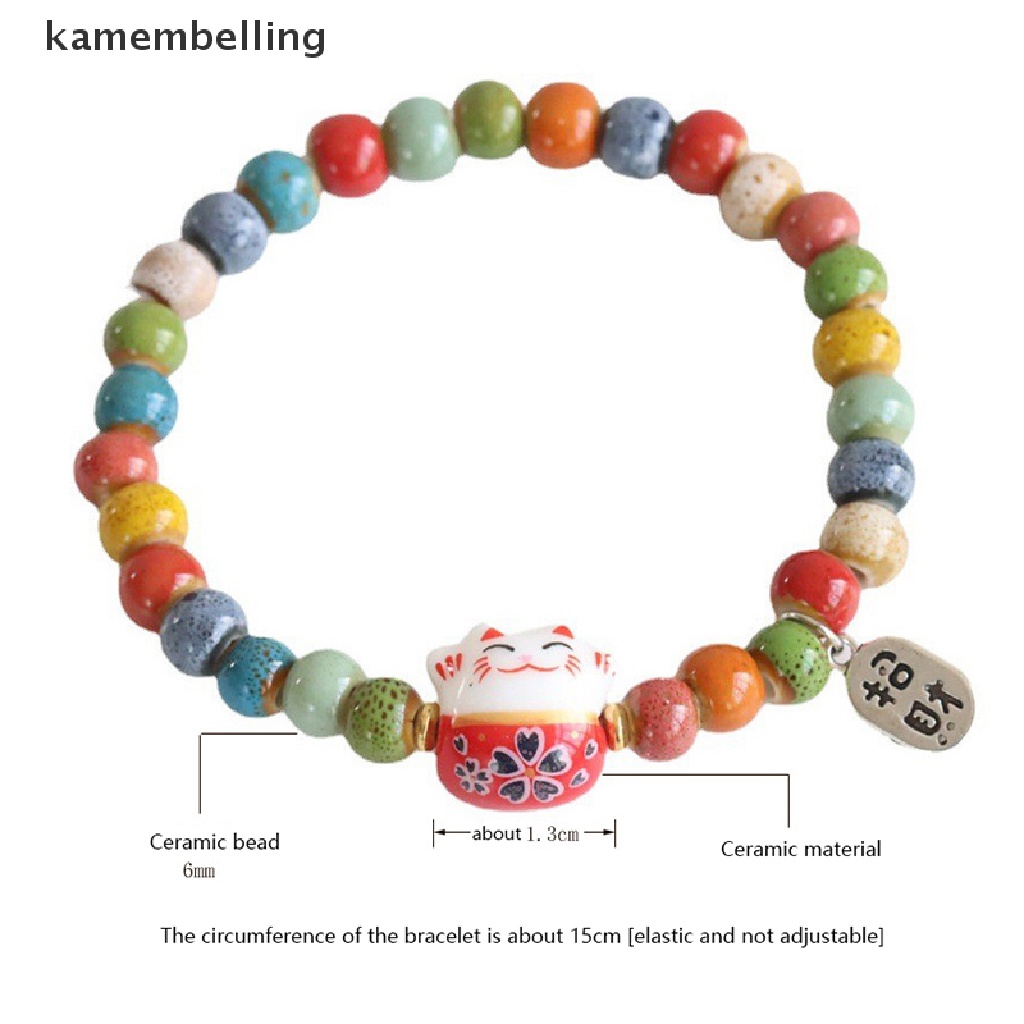 Vòng Tay Hạt Sứ Hình Mèo May Mắn Nhiều Màu Dễ Thương Tùy Chỉnh Thời Trang Cho Nữ