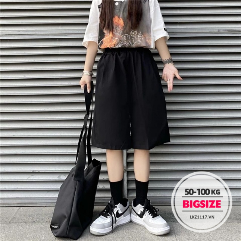 quần short nữ quần ngắn lưng cao Bigsize quần đùi ngố cạp cao ống rộng suông đen mùa hè Phong cách Hàn Quốc Thời Trang đẹp