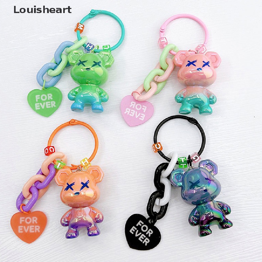 Louisheart Móc Khóa acrylic Hình Gấu Mạ Điện Đính Ngọc Trai Trang Trí Túi Xách Cho Nam Và Nữ TFG