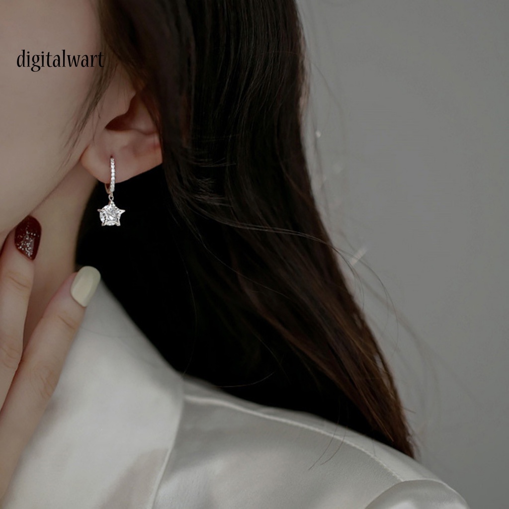 Kỹ Thuật Số| 1 Đôi Bông Tai Dáng Dài Hình Ngôi Sao Đính Đá Lấp Lánh Phong Cách Retro