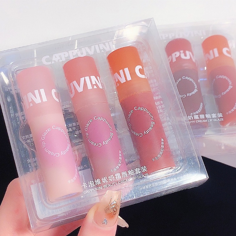 Set 3 Thỏi Son Kem Tông Nhung Lì Cappuvini