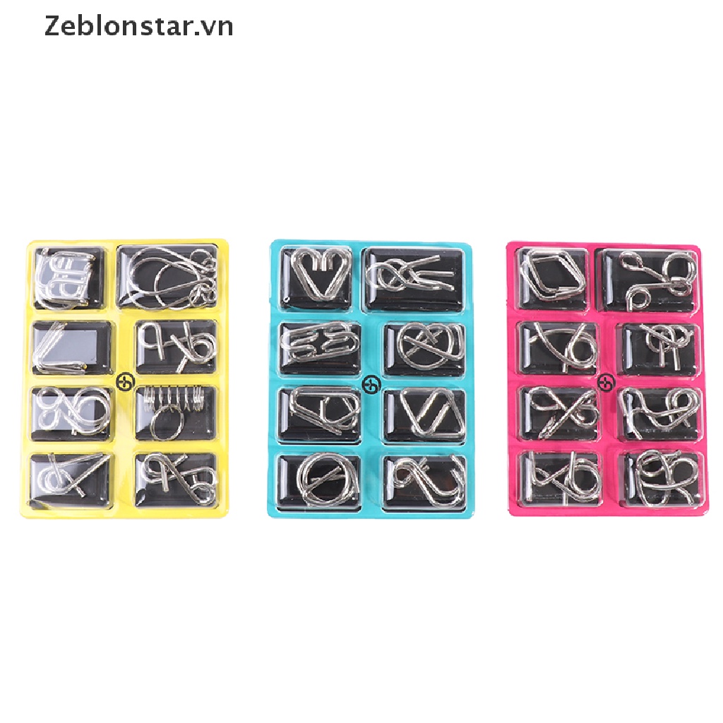 Bộ Đồ Chơi Xếp Hình Bằng Kim Loại 8 Mảnh Phát Triển IQ Cho Người Lớn Và Trẻ Em