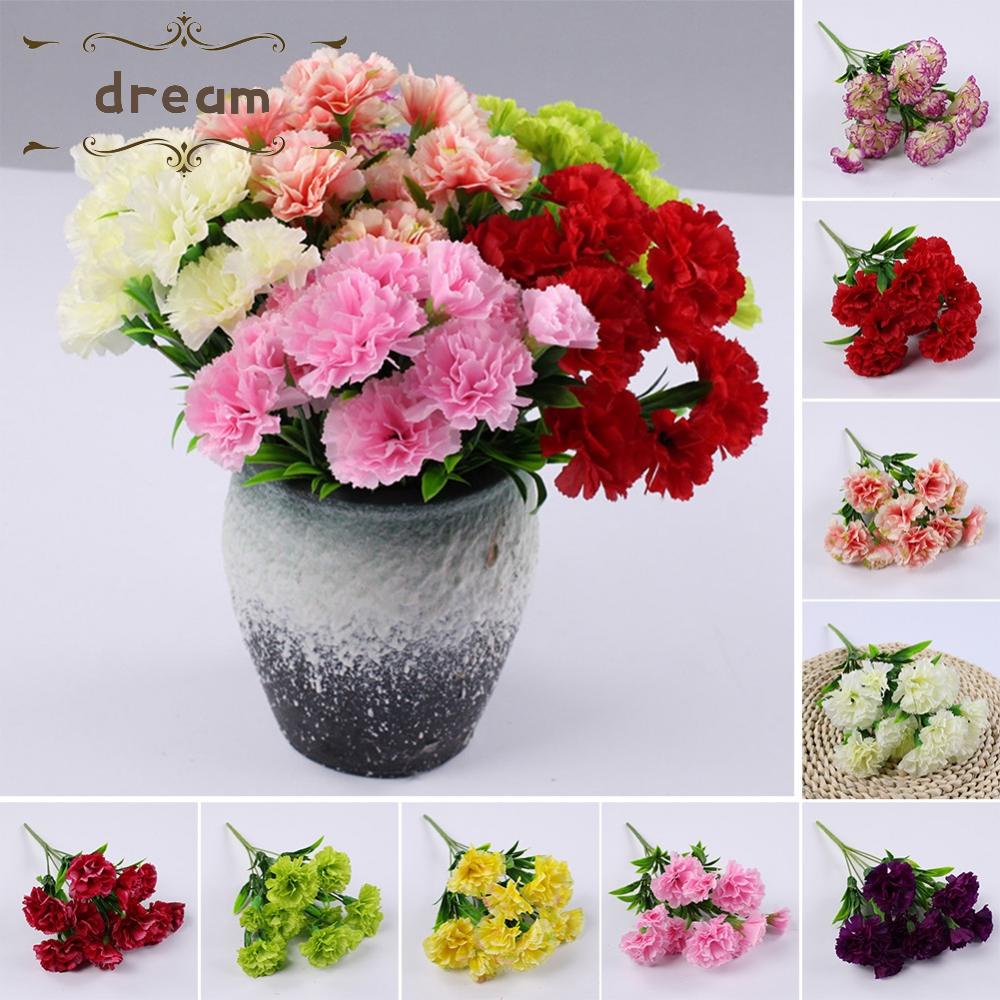 【DREAMLIFE】Carnation Artificial Flower Plastic Fake Plant Potted Decorative Bouquet Home Party Wedding Decoration