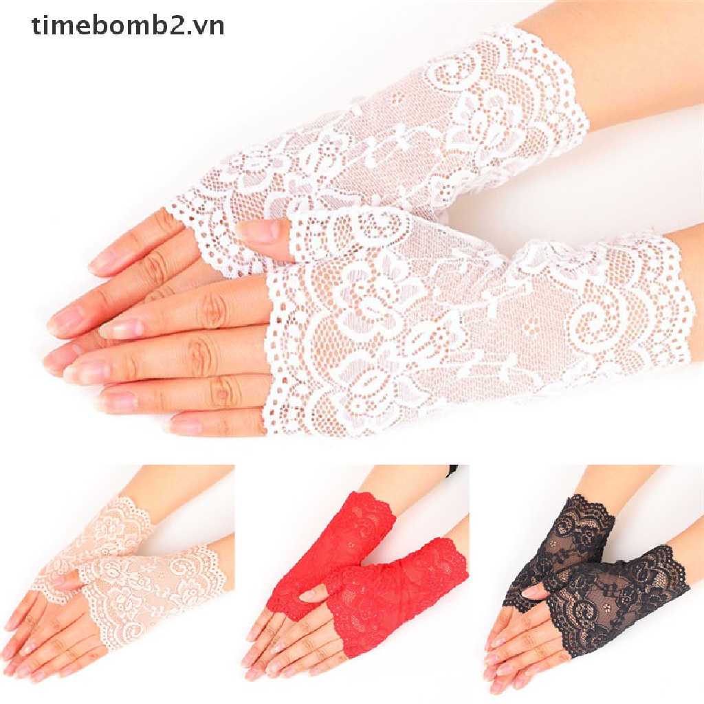 { # Găng Tay Ren Hở Ngón Chống Trầy Xước Mới Cho Cô Dâu