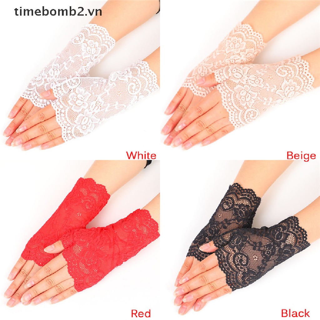 { # Găng Tay Ren Hở Ngón Chống Trầy Xước Mới Cho Cô Dâu