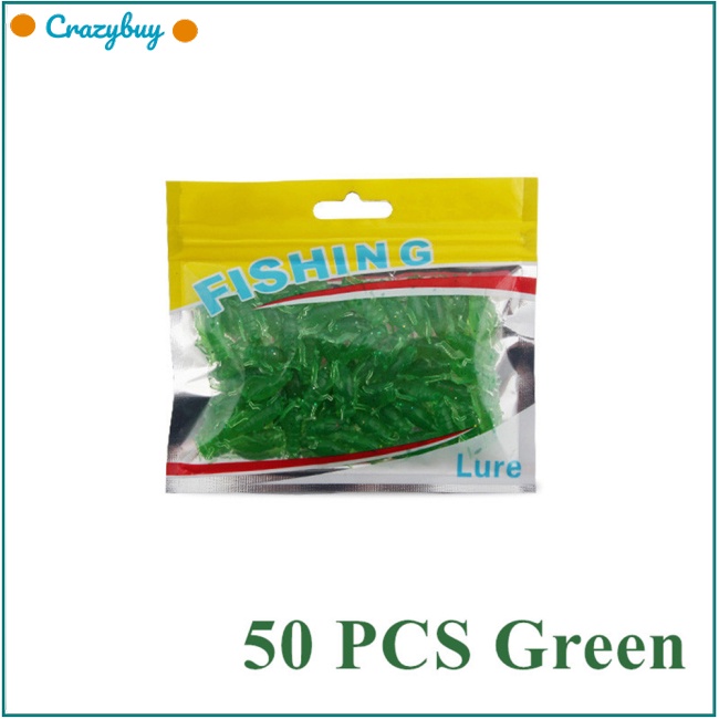 Cr Set 50 Mồi Câu Cá Giả Hình Quả Ớt Bằng Silicon Dài 0.7g Chiều Dài 2.1cm Có Móc Tiện Dụng