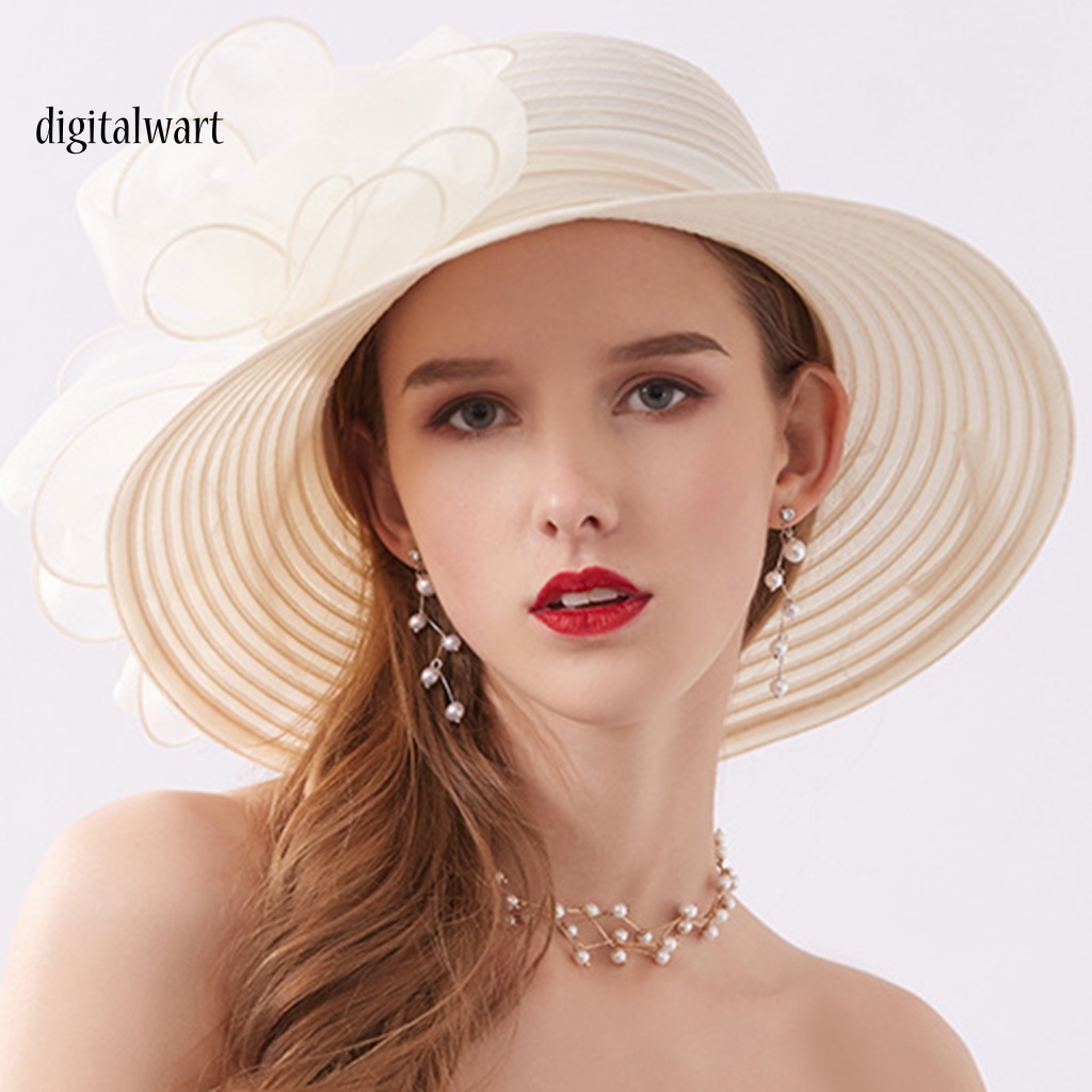 Kỹ Thuật Số| Nón Rộng Vành Phối Nơ Thời Trang Mùa Hè Cho Phái Nữ