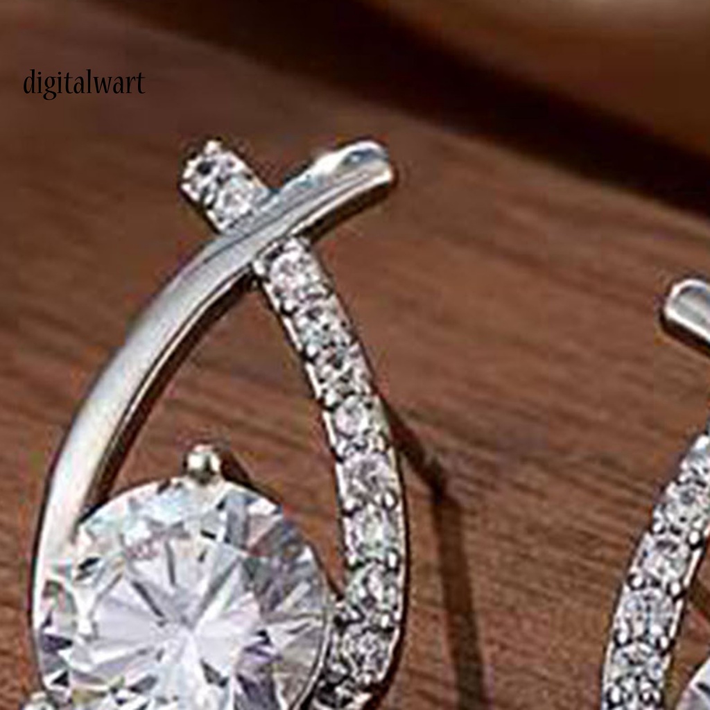 Kỹ Thuật Số| 1 Đôi Bông Tai Xỏ Lỗ Chéo Đính Đá Lấp Lánh Dành Cho Nữ