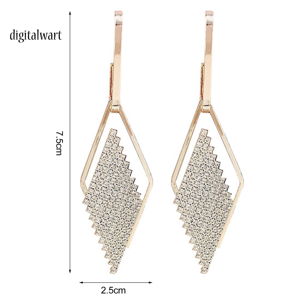 Kỹ Thuật Số| 1 Đôi Bông Tai Hình Thoi Đính Đá Lấp Lánh Chống Rơi Dành Cho Nữ