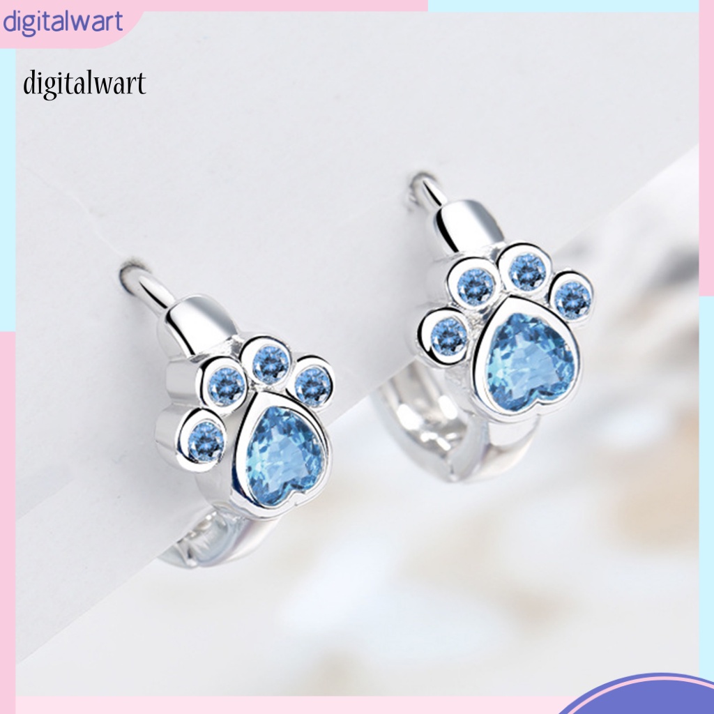 Kỹ Thuật Số| 1 Đôi Bông Tai Xỏ Lỗ Hình Dấu Chân Động Vật Đính Đá Zircon Lâu Trôi Dễ Thương