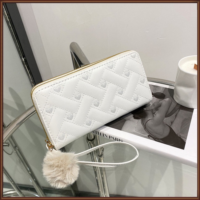 Ví Da Pu Màu Trơn Dáng Dài Có Khóa Kéo Đôi Thời Trang Cho Nữ