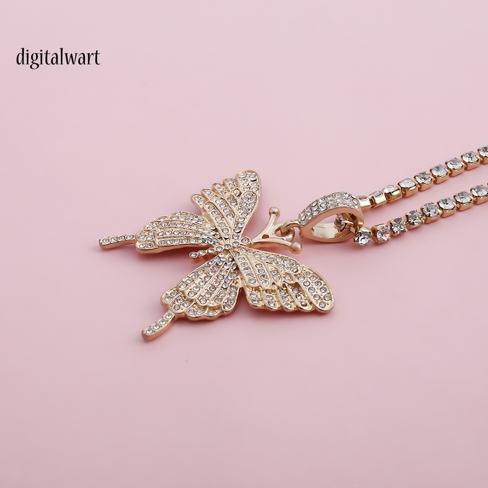 Kỹ Thuật Số| Vòng cổ HợP Kim HìNh BướM ĐíNh Đá Xinh XắN