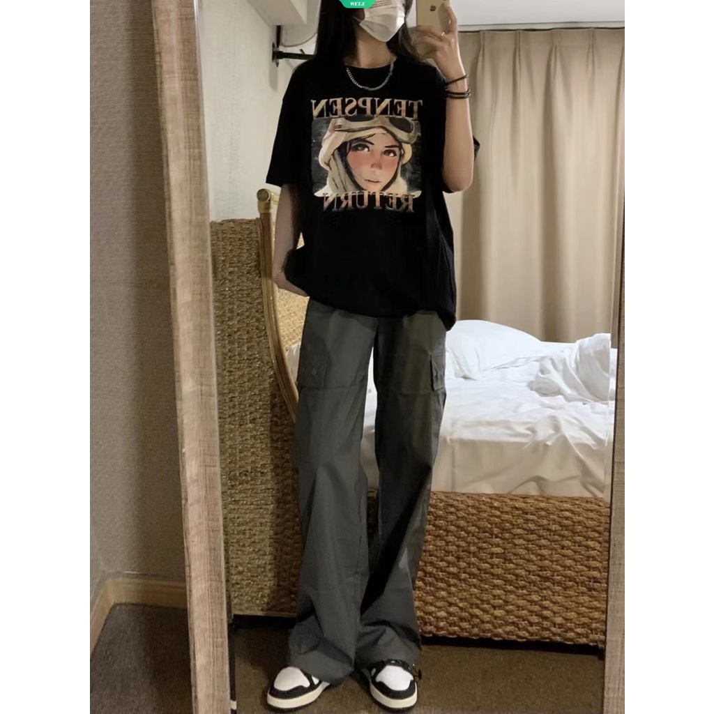 Áo Thun Tay Ngắn Dáng Rộng Chất Liệu Cotton Cao Cấp Thời Trang Mùa Hè Dành Cho Nữ