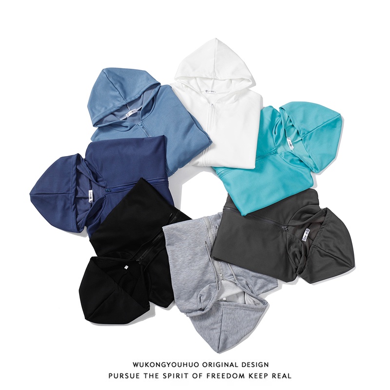 Áo Khoác Bóng Chày Có Nón Màu Sắc Đơn Giản Phong Cách Hàn Quốc