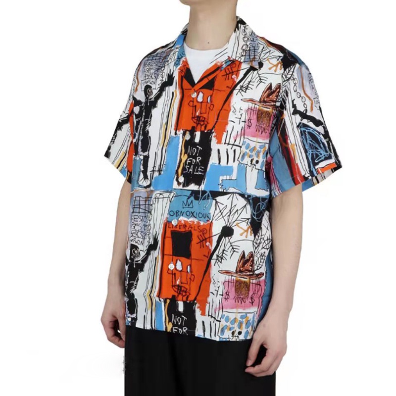 Wa-cko &amp; MA-RIA &amp; - Áo Sơ Mi Unisex Thời Trang Cổ Điển Hawaiian Basquiat Graffiti Jdfhrfshsd