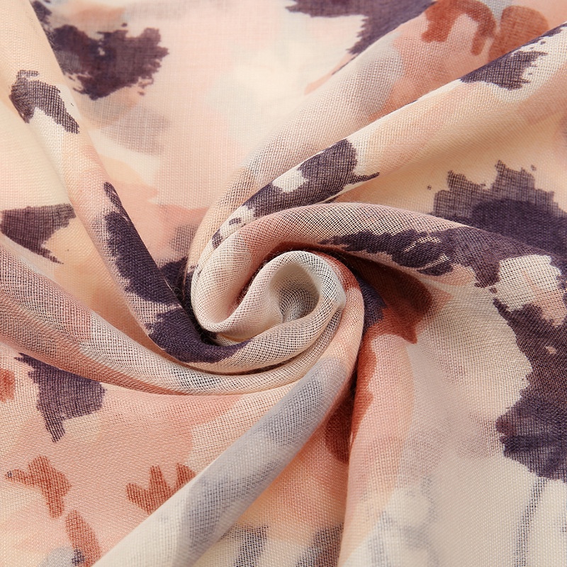 Khăn Choàng Cổ Bằng Cotton Phối Tua Rua In Họa Tiết Phong Cách Retro 180-90cm