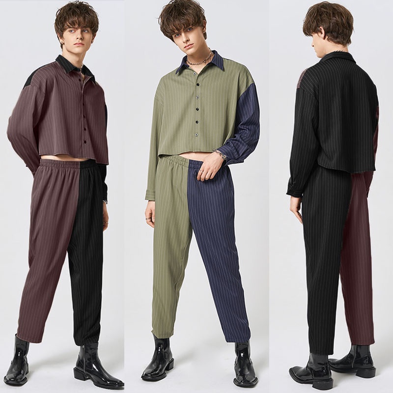 INCERUN Set Áo Thun Tay Dài + Quần Dài Năng Động Hợp Thời Trang