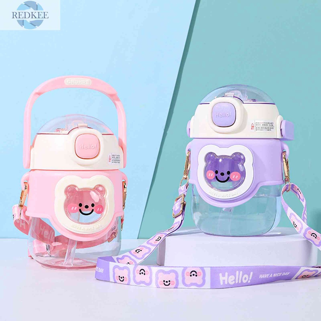 Bình Nước Thể Thao 820ml Họa Tiết Gấu Hoạt Hình Màu Sắc Ngẫu Nhiên