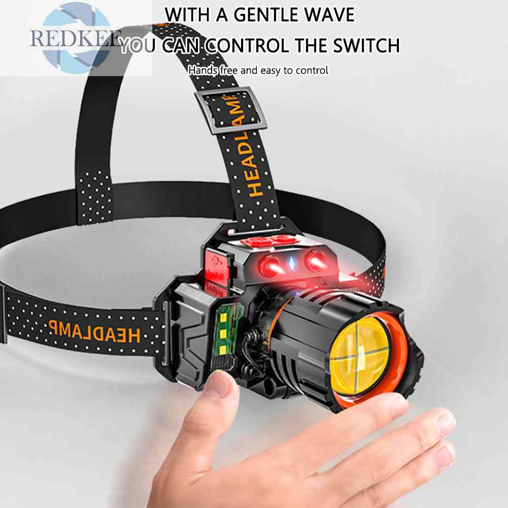 Đèn Pin Đeo Đầu Cảm Biến Dùng Khi Đi Cắm Trại, Leo Núi